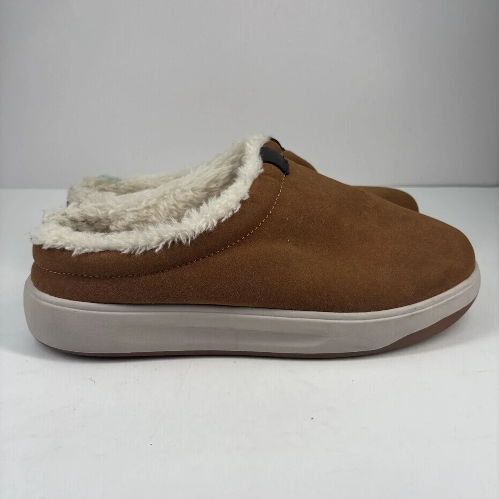 RedHead Men's US 11M Chestnut Suede Faux Fur Slip-On Sherpa Winter Clogs Slipper